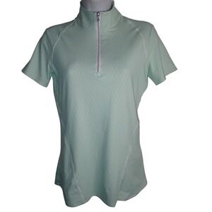 R.J. Classics Lucy Short Sleeve Ladies Shirt Green Leaf 1/4 zip XS Schooling